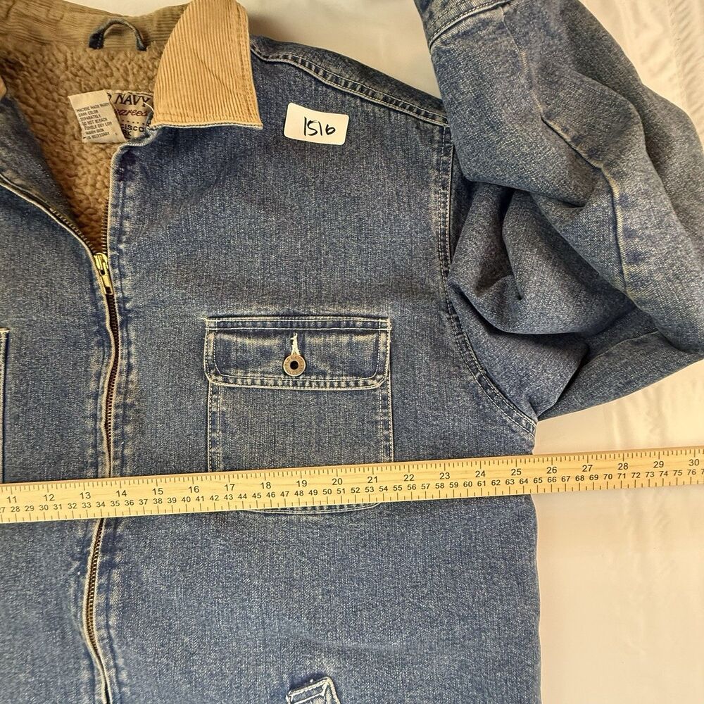 Old Navy Dungarees Womens Large Sherpa Lined Denim‎ Jacket Corduroy Collar - Picture 5 of 10